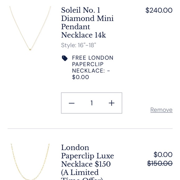 Roum Soleil No. 1 Diamond Pendant Necklace and loundon dainty papeclip necklace - Picture 3 of 3